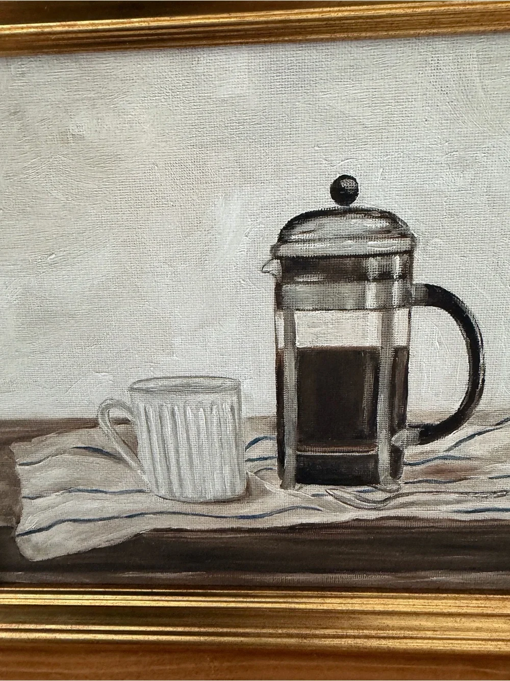 Gold Framed Still Life Oil Painting Print  - Coffee Press